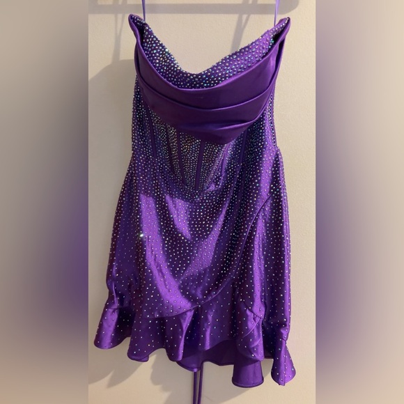 Purple Rhinestone Mini Dress - Picture 2 of 4